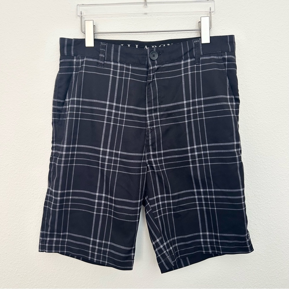 Billabong Black Plaid Board Shorts Lightweight Quick Dry Sporty Size 32 Waist